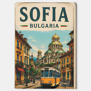 Aimant 🧲 Sofia Bulgarie Tramway Vintage Voyage Souvenir