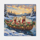 Aimant Soft Coated Wheaten Terrier Christmas Boat Holiday (Devant)