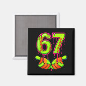 Aimant Softball 67 Six Seven Drôle Gen Alpha Meme Drip Te (Recto/Verso)