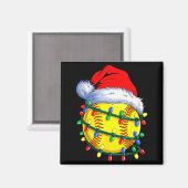 Aimant Softball Ball Santa Hat Christmas Softball Xmas Li (Recto/Verso)