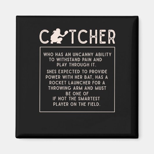 Aimant Softball Catcher Girl Funny Baseball Player Humour (Devant)