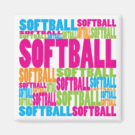 Aimant Softball coloré (Devant)