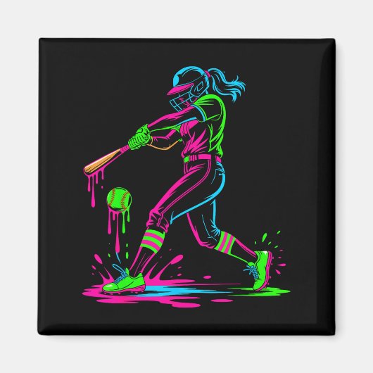 Aimant Softball girl ice cream softball drip  (Devant)