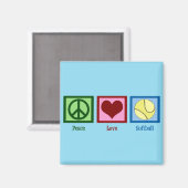 Aimant Softball mignon (Peace Love) (Recto/Verso)