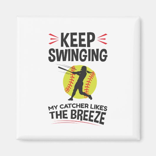 Aimant Softball Pitcher Funny Continuez à faire pivoter l (Devant)