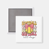 Aimant Softball super Coquette Bow Softball Lover Softbal (Recto/Verso)
