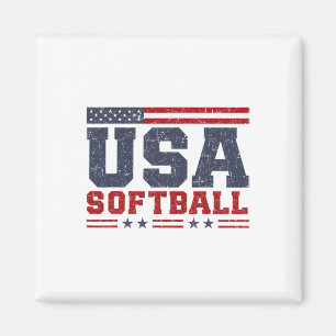 Aimant Softball Usa Drapeau Américain Femmes Hommes Sof P