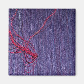 Aimant Soie Bleue Thaïe Faite À La Main Avec Fil Rouge (Devant)