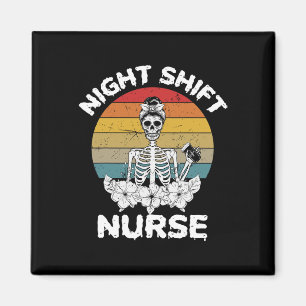 Aimant Soirée amusante Shift Nurse Skeleton Halloween RN