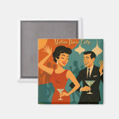 Aimant Soirée Dansante Martini du Milieu du Siècle (Recto/Verso)