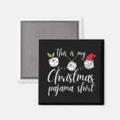 Aimant Soirée de jeu de dés de pyjama de Noël Bunco pour  (Recto/Verso)