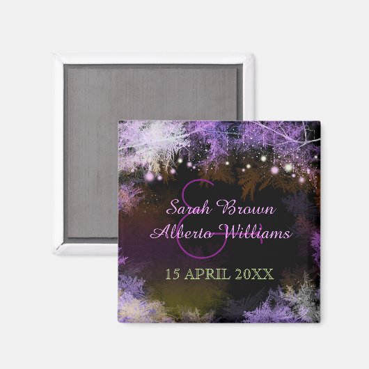Aimant Soirée Mariage de Forêt Violet Enregistrer la date (Recto/Verso)