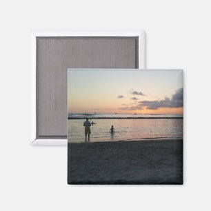 Aimant Soirée Sunset Plage tropicale Waikiki Oahu Hawaii