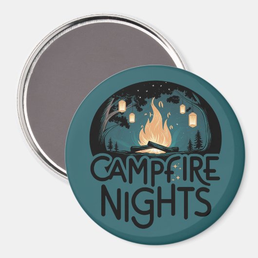 Aimant Soirs de feu de camp rustique aventure extérieure (Recto/Verso)