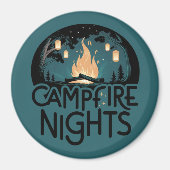 Aimant Soirs de feu de camp rustique aventure extérieure (Devant)