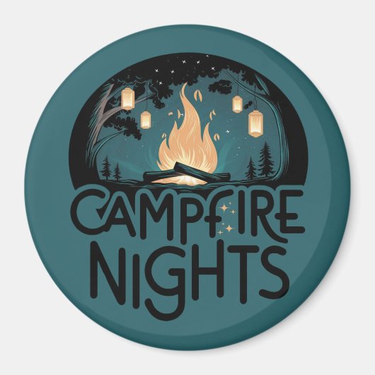 Aimant Soirs de feu de camp rustique aventure extérieure (Devant)