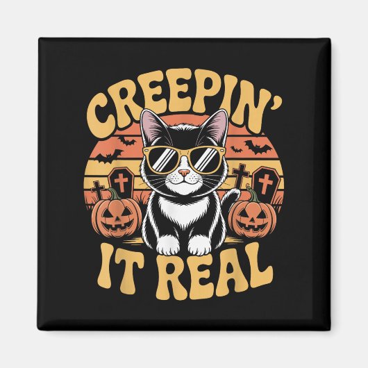 Aimant Soky Cute Creen' It Real Funny Chat Halloween Pun (Devant)