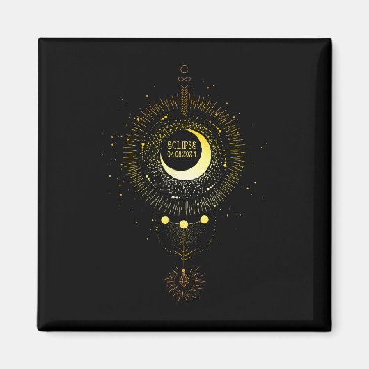 Aimant Solaire Eclipse 2024 Boho Sun Moon Path Total Luna (Devant)