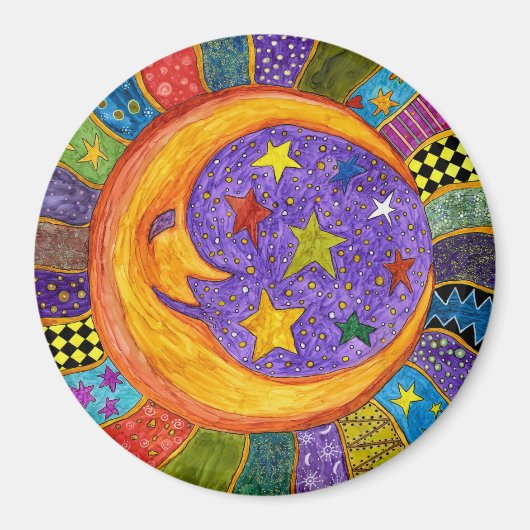Aimant solaire, lune et étoiles coloré (Devant)