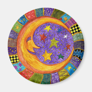 Aimant solaire, lune et étoiles coloré