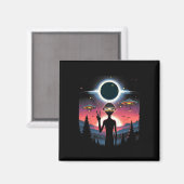 Aimant Solar Eclipse 2024 Alien Avril 8 Amérique Totalité (Recto/Verso)