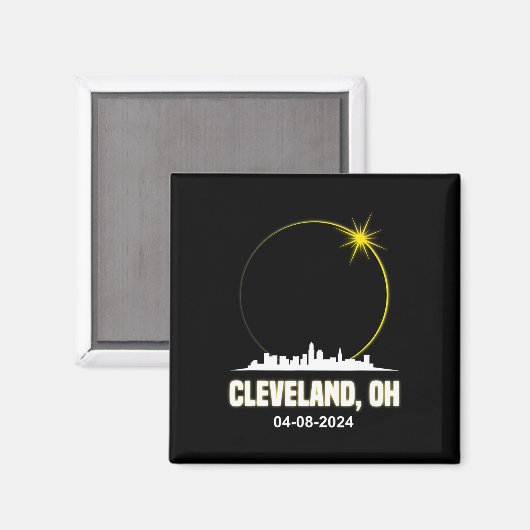 Aimant Solar Eclipse 2024 Cleveland Skyline Ohio Solar Ec (Recto/Verso)