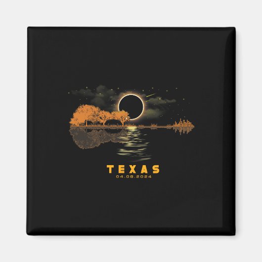 Aimant Solar Eclipse 2024 Guitare 04.08.24 Totalité Texas (Devant)