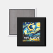 Aimant Solar Eclipse 2024 Starry Night Painting Van Gogh (Recto/Verso)