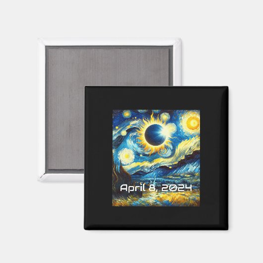 Aimant Solar Eclipse 2024 Starry Night Painting Van Gogh (Recto/Verso)