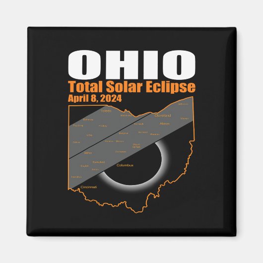 Aimant Solar Eclipse 2024 State Ohio Map Total Solar Ecli (Devant)
