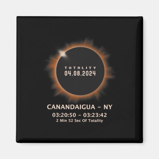 Aimant Solar Eclipse 2024 Totalité 04.08.24 New York Ny (Devant)