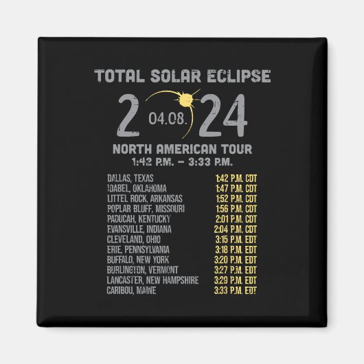 Aimant Solar Eclipse 2024 Totalité Avril 8 Hommes Femmes (Devant)