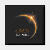 Aimant Solar Eclipse 2024 Totalité Illinois Printemps 4.0 (Devant)