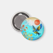 Aimant Soleil de l'arbre d'oiseaux (Recto/Verso)