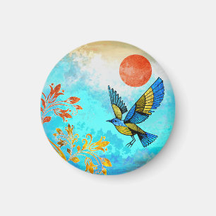 Aimant Soleil de l'arbre d'oiseaux