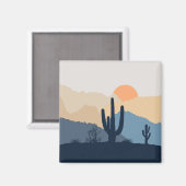 Aimant Soleil désert bleu et beige (Recto/Verso)