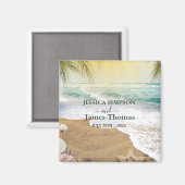 Aimant Soleil Élégant et Plage d'Océan Bleu (Recto/Verso)