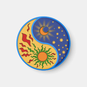 Aimant Soleil et Lune Yin Yang coloré