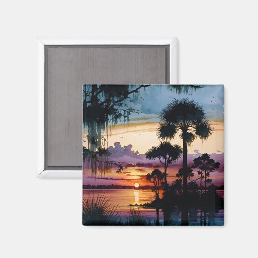 Aimant Soleil sur le bayou (Recto/Verso)
