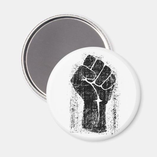 Aimant Solidarité Poing Grunge Style Distressed (Recto/Verso)