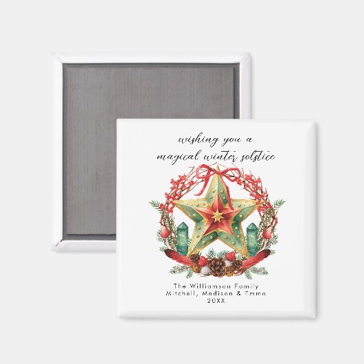 Aimant Solstice d'hiver Wreath Star Noël Yule (Recto/Verso)