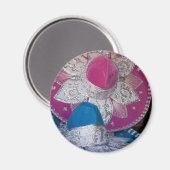 Aimant Sombreros bleu et rose (Recto/Verso)