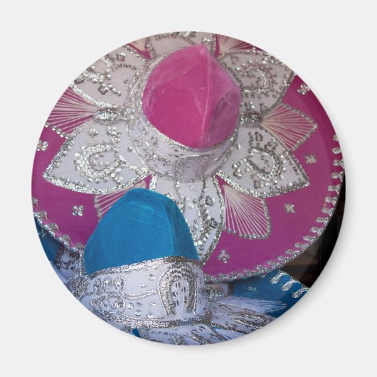 Aimant Sombreros bleu et rose (Devant)