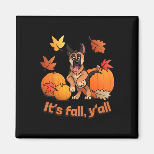 Aimant Son automne yall German Shepherd chiot Fall Thanks (Devant)