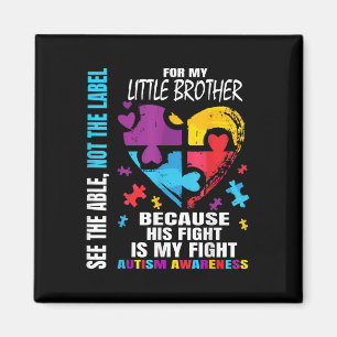 Aimant Son Combat Est Mon Combat Blue Little Frère Autism