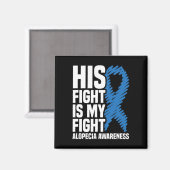 Aimant Son combat est mon combat Blue Ribbon Alopecia (Recto/Verso)