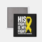 Aimant Son Combat Est Mon Ribbon Lutte Cancer Enfance Awa (Recto/Verso)