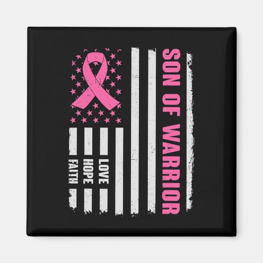 Aimant Son Of Warrior American Flag Breast Cancer Awarene (Devant)