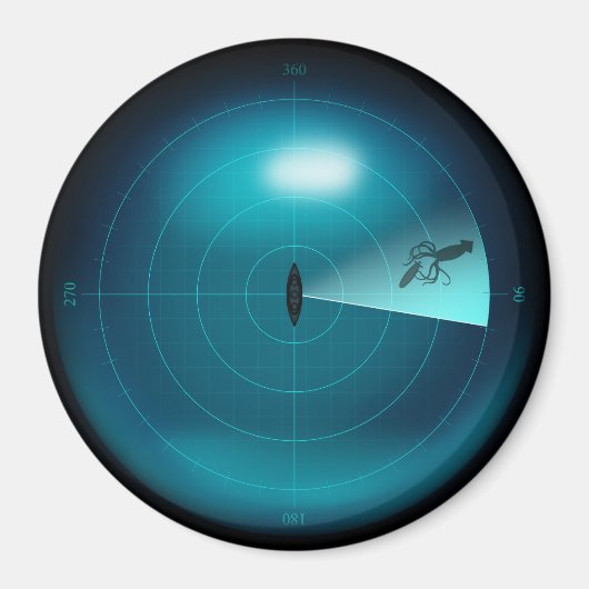 Aimant Sonar de navire avec calmar géant Kraken amusant N (Devant)