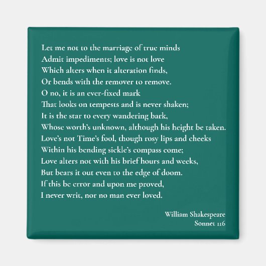 Aimant Sonnet 116Laissez-moi ne pas parler du mariage des (Devant)